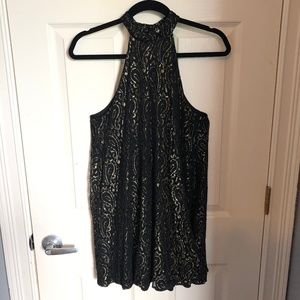 Patterned Textured High Neck Dress